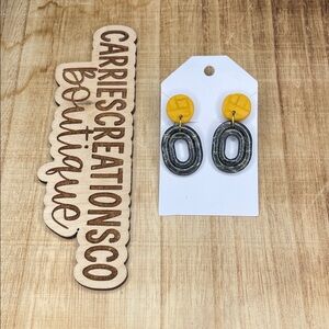 Modern Yellow and Black Drop Earrings